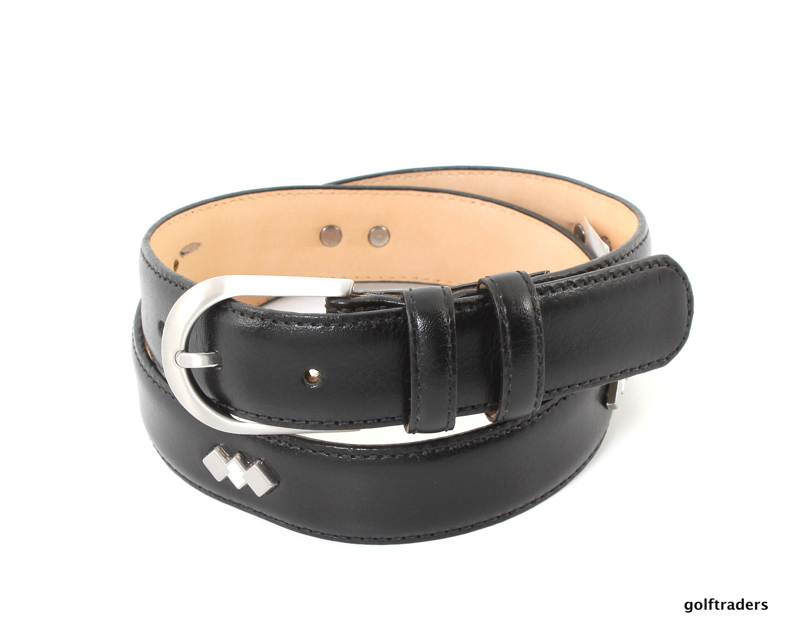GLENAYR GOLFGENUINE LEATHER BLACK LADIES BELT 3STUDS PATTERN REG