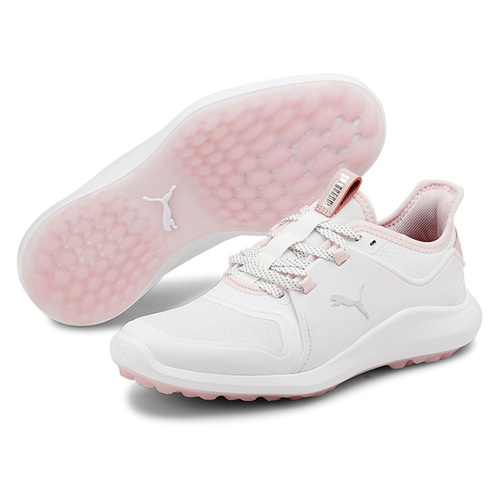 New Puma Ladies Ignite Fasten8 White Puma Golf Shoes - Silver Pink J1518