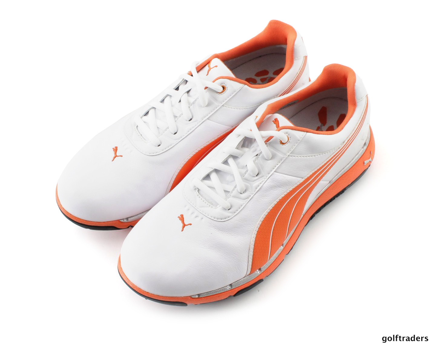 NEW PUMA �FAAS TRAC WIDE� MENS GOLF SHOES WHITE / ORANGE