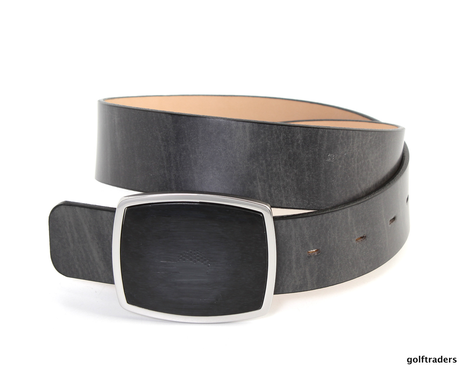 GLENAYR GOLFGENUINE GRAIN LEATHER BELTGREY/BLACKLARGE POLISHED BUCKLE BELT10