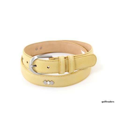 GLENAYR GOLF-GENUINE LEATHER THIN LADIES BELT YELLOW +STUDS REG BUCKLE #BELT16