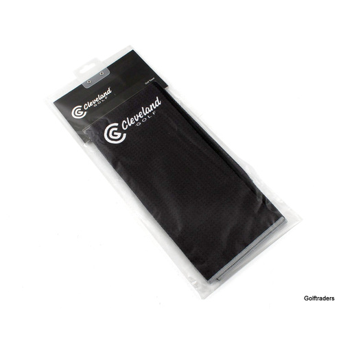 New Cleveland Tri-Fold Golf Towel with Carabiner Clip - Black - 16" x 24" I1290