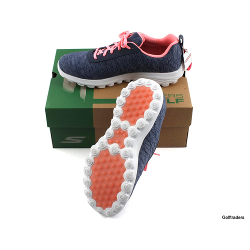 New Skechers Ladies Walk Sport Golf Shoes Navy / Pink I240