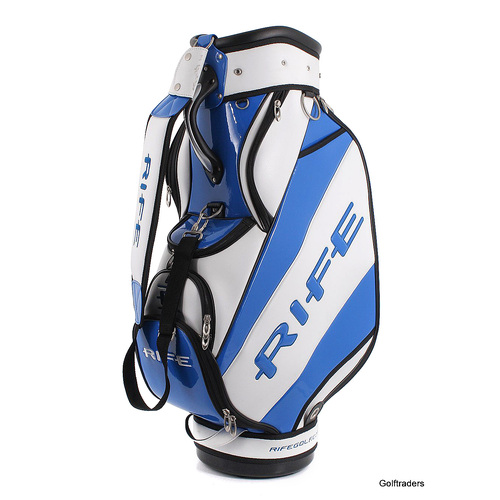 Rife Staff Golf Cart Bag White / Blue - Like New K1060