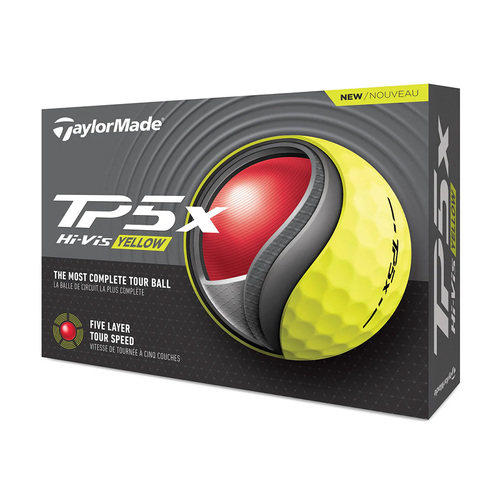 Taylormade 2024 TP5x Golf Balls - Yellow - 1 Dozen K3106