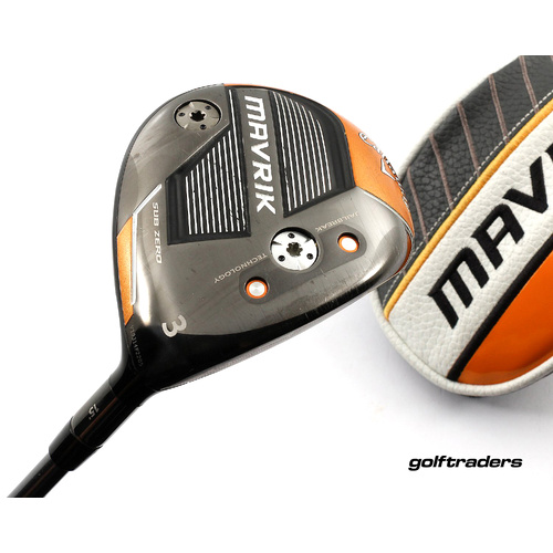 Callaway Mavrik Sub Zero 3 Wood 15º Graphite Stiff Flex Cover New Grip M1591